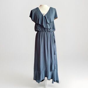 Show Me Your Mumu Dress Women’s Size XL Blue Chiffon Ruffle Bridesmaid Prom